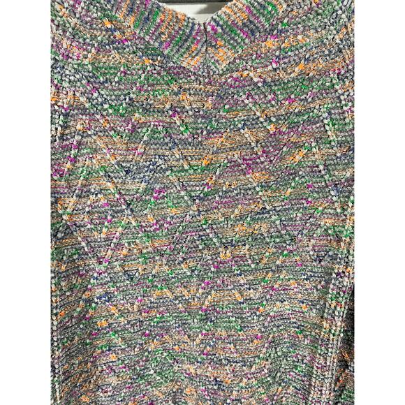 Democracy Multicolored V-Neck Long Sleeve Ribbed Chenille Knit Sweater Polyester - Picture 5 of 7